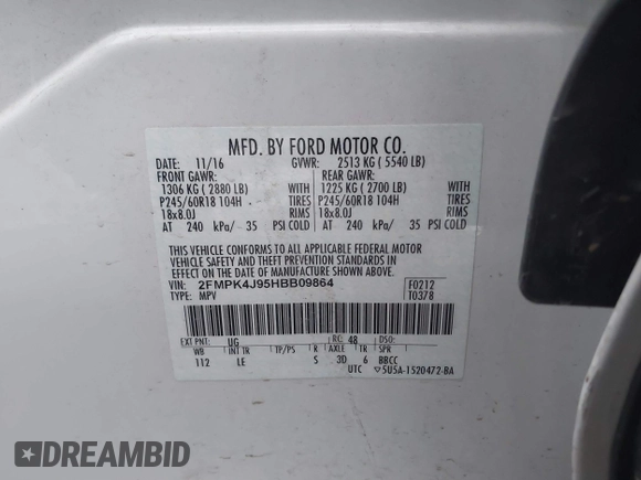 2017 Ford Edge SEL with VIN 2FMPK4J95HBB09864, listed as a IAAI auction lot 41271212 with 76,061 mi miles. Bid and sale history available at carsss.com. Image 9.