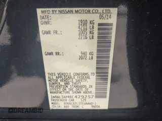2014 Nissan Altima 2.5 S with VIN 1N4AL3AP4EC429257, listed as a IAAI auction lot 41976407 with 109,014 mi miles. Bid and sale history available at carsss.com. Image 9.
