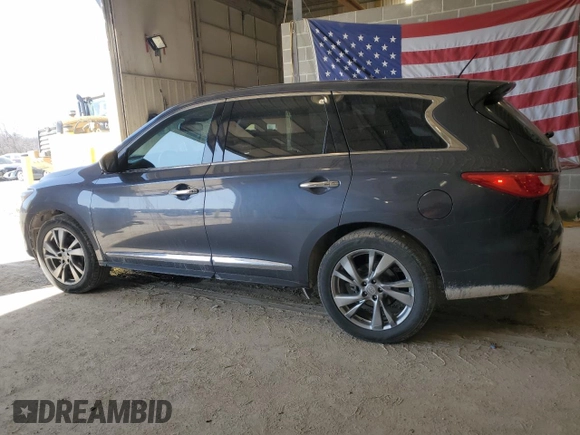 2013 Infiniti JX35 with VIN 5N1AL0MM7DC301244, listed as a Copart auction lot 47634945 with 116,533 mi miles and Salvage Title. Bid and sale history available at DreamBid. Image 2.