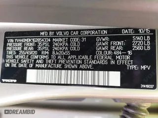 2016 Volvo XC60 T5 Drive-E Premier with VIN YV440MDK1G2854334, listed as a IAAI auction lot 41580888 with 49,765 mi miles. Bid and sale history available at carsss.com. Image 9.
