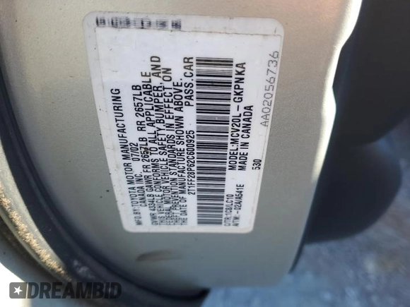 2002 Toyota Solara SE with VIN 2T1FF28P62C600925, listed as a Copart auction lot 87815525 with 101,462 mi miles and Salvage Title. Bid and sale history available at DreamBid. Image 14.