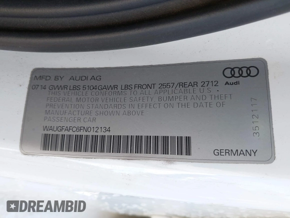 2015 Audi A6 2.0T Premium Plus with VIN WAUGFAFC6FN012134, listed as a IAAI auction lot 41363086 with 103,339 mi miles. Bid and sale history available at carsss.com. Image 9.