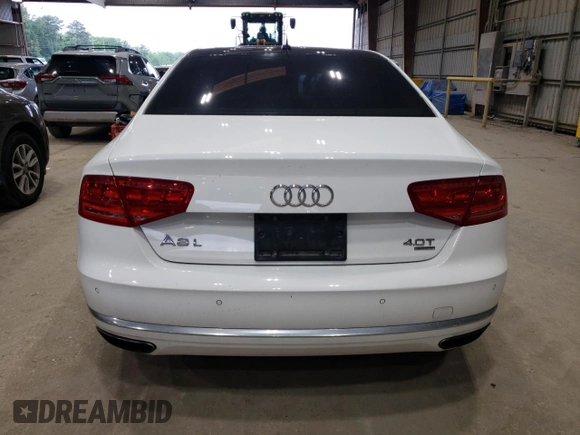 2014 Audi A8 4.0T with VIN WAUR2AFD1EN005555, listed as a Copart auction lot 55664075 with 170,188 mi miles and Salvage title. Bid and sale history available at DreamBid. Image 6.