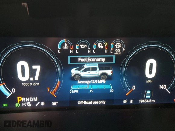 2023 Ford F-150 Raptor with VIN 1FTFW1RG0PFD16861, listed as a Copart auction lot 52928285 with 19,454 mi miles and Salvage Title. Bid and sale history available at DreamBid. Image 9.