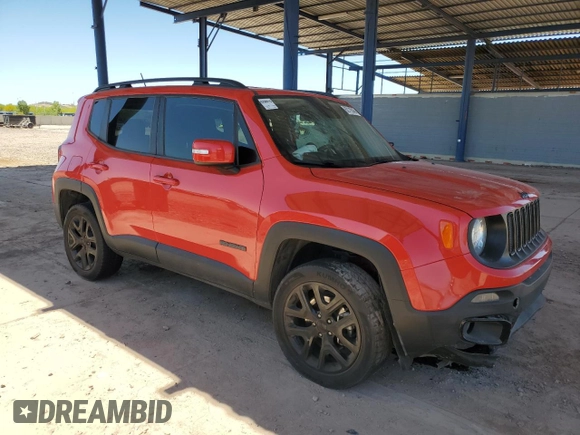 2017 Jeep Renegade Altitude with VIN ZACCJBBB0HPF80280, listed as a Copart auction lot 62119345 with 56,183 mi miles and Salvage title. Bid and sale history available at DreamBid. Image 4.