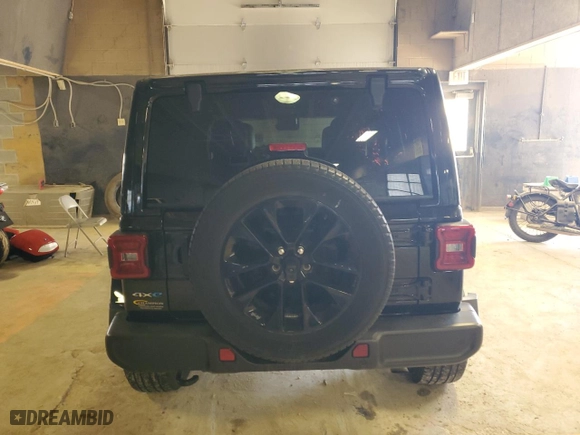 2021 Jeep Wrangler 4xe Unlimited Sahara with VIN 1C4JJXP65MW783436, listed as a Copart auction lot 44105985 with 34,610 mi miles and Salvage Title. Bid and sale history available at carsss.com. Image 6.