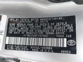 2015 Toyota Camry Hybrid LE with VIN 4T1BD1FK9FU161942, listed as a IAAI auction lot 41880622 with 216,632 mi miles. Bid and sale history available at carsss.com. Image 9.