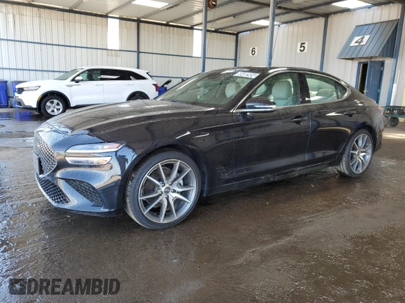 2023 Genesis G70 2.0T with VIN KMTG34TA6PU129124, listed as a Copart auction lot 58492934 with 13,407 mi miles and Clean Title. Bid and sale history available at carsss.com. Image 1.
