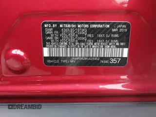 2019 Mitsubishi Outlander ES z VIN JA4AR3AU9KU025952, wystawiony jako IAAI lot #40968572 z przebiegiem 81 620 mil mil oraz . Historia ofert i sprzedaży dostępna na DreamBid. Obrazek 9.