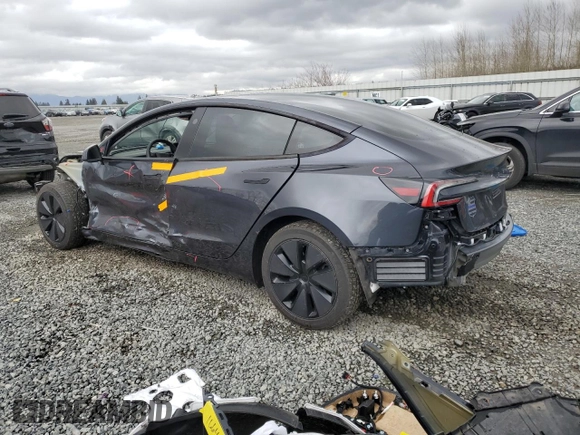 2025 Tesla Model 3 Long Range with VIN 5YJ3E1EA5SF889727, listed as a Copart auction lot 49207545 with 6,980 mi miles and Salvage Title. Bid and sale history available at carsss.com. Image 2.