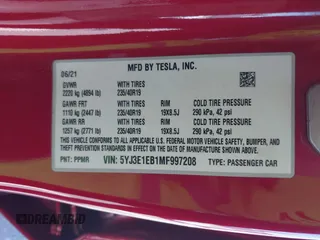 2021 Tesla Model 3 Long Range z VIN 5YJ3E1EB1MF997208, wystawiony jako IAAI lot #41944276 z przebiegiem 110 361 mil mil oraz . Historia ofert i sprzedaży dostępna na DreamBid. Obrazek 9.