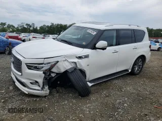 2019 Infiniti QX80 LUXE with VIN JN8AZ2NE6K9227058, listed as a Copart auction lot 64134284 with 89,785 mi miles and Salvage Title. Bid and sale history available at carsss.com. Image 1.