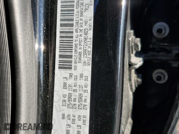 2019 Ram 1500 Big Horn/Lone Star with VIN 1C6RRFFG1KN814823, listed as a Copart auction lot 80567494 with 70,659 mi miles and Salvage Title. Bid and sale history available at carsss.com. Image 12.