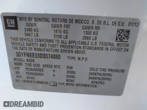 2013 Cadillac SRX Premium Collection с VIN 3GYFNEE33DS574080, выставлен на аукционе IAAI как лот 42166048 с пробегом 109 393 миль миль и . История ставок и продаж доступна на DreamBid. Изображение 9.