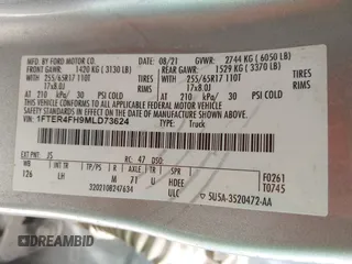 2021 Ford Ranger XL z VIN 1FTER4FH9MLD73624, wystawiony jako IAAI lot #42541439 z przebiegiem 41 718 mil mil oraz . Historia ofert i sprzedaży dostępna na DreamBid. Obrazek 9.