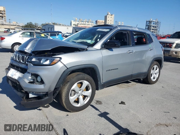 2022 Jeep Compass Latitude with VIN 3C4NJDBB7NT141571, listed as a Copart auction lot 45986455 with Not Provided miles and Salvage Title. Bid and sale history available at DreamBid. Image 1.