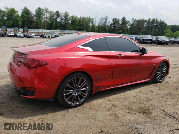 2017 Infiniti Q60 Red Sport 400 with VIN JN1FV7EK9HM610355, listed as a Copart auction lot 57042185 with 54,581 mi miles and Salvage title. Bid and sale history available at DreamBid. Image 3.