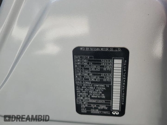2019 Infiniti QX50 Luxe z VIN 3PCAJ5M38KF125979, wystawiony jako Copart lot #57863035 z przebiegiem 84 048 mil mil oraz Czysty tytuł • Clean title. Historia ofert i sprzedaży dostępna na DreamBid. Obrazek 13.