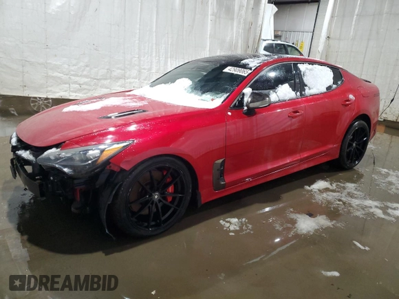 2018 Kia Stinger GT2 with VIN KNAE55LC6J6028469, listed as a Copart auction lot 42909065 with 97,136 mi miles and Salvage Title. Bid and sale history available at DreamBid. Image 1.