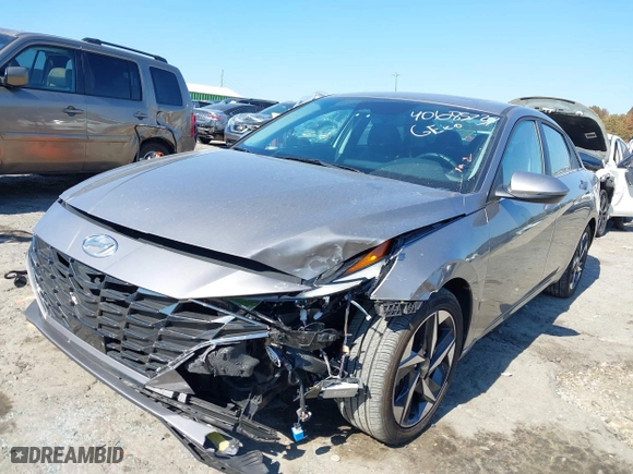 2023 Hyundai Elantra Limited with VIN KMHLP4AG0PU607249, listed as a IAAI auction lot 40685737 with 21,510 mi miles. Bid and sale history available at carsss.com. Image 2.