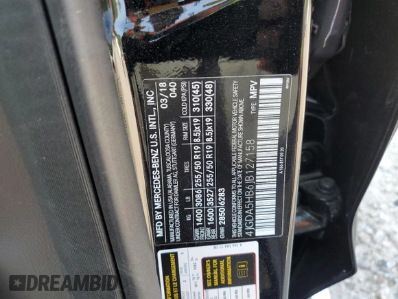 2018 Mercedes-Benz GLE 350 с VIN 4JGDA5HB6JB127158, выставлен на аукционе Copart как лот 61422425 с пробегом 68 048 миль миль и Списание • Salvage title. История ставок и продаж доступна на DreamBid. Изображение 13.