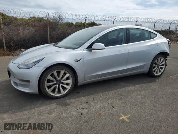 2018 Tesla Model 3 Long Range Battery with VIN 5YJ3E1EB8JF091116, listed as a Copart auction lot 43281485 with 58,677 mi miles and Salvage Title. Bid and sale history available at DreamBid. Image 1.