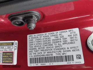 2020 Honda CR-V EX-L with VIN 2HKRW2H86LH663785, listed as a IAAI auction lot 41351938 with 1 mi miles. Bid and sale history available at carsss.com. Image 9.