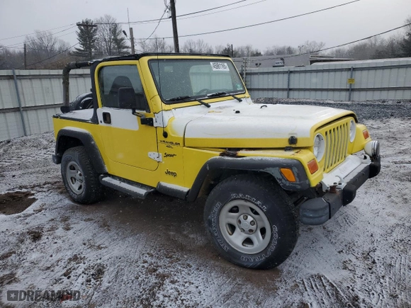 2000 Jeep Wrangler Sport with VIN 1J4FA49S4YP795974, listed as a Copart auction lot 45981165 with 0 mi miles and Clean Title. Bid and sale history available at carsss.com. Image 4.