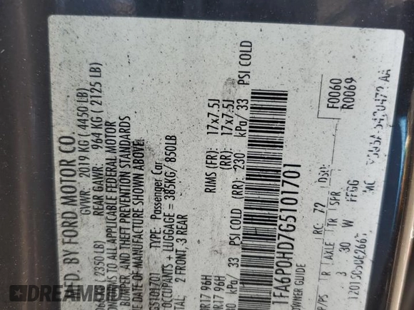 2016 Ford Fusion SE with VIN 1FA6P0HD7G5101701, listed as a Copart auction lot 52375435 with Not provided miles and Salvage title. Bid and sale history available at DreamBid. Image 12.