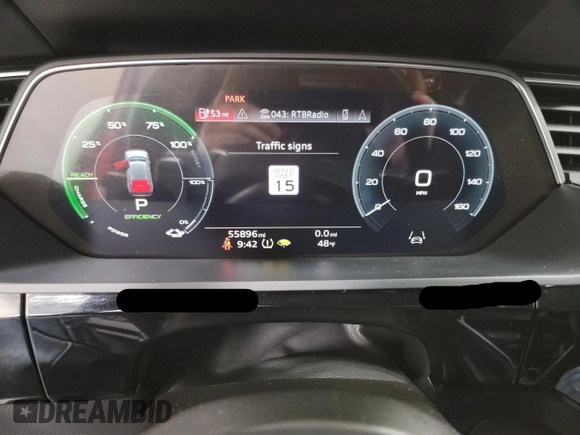 2021 Audi e-tron Sportback Prestige z VIN WA13AAGEXMB030421, wystawiony jako Copart lot #58747825 z przebiegiem 55 896 mil mil oraz Tytuł czysty. Historia ofert i sprzedaży dostępna na DreamBid. Obrazek 8.