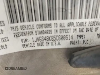 2005 Jeep Grand Cherokee Laredo with VIN 1J4GS48K85C600514, listed as a IAAI auction lot 42038098 with 274,938 mi miles and . Bid and sale history available at DreamBid. Image 9.