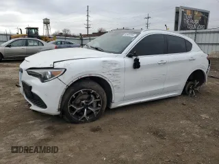 2021 Alfa Romeo Stelvio Ti z VIN ZASPAKBN5M7D08902, wystawiony jako Copart lot #82882504 z przebiegiem Nie podano mil oraz Szkoda całkowita • Salvage title. Historia ofert i sprzedaży dostępna na DreamBid. Obrazek 1.