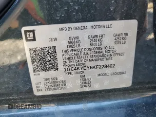 2019 Chevrolet Silverado 3500HD High Country with VIN 1GC4KYEY6KF228402, listed as a Copart auction lot 75241634 with 54,159 mi miles and Salvage Title. Bid and sale history available at carsss.com. Image 12.