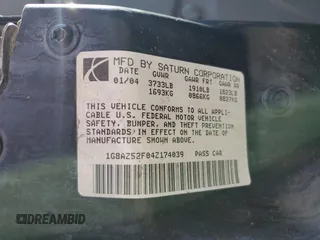 2004 Saturn ION ION 2 z VIN 1G8AZ52F04Z174039, wystawiony jako Copart lot #79568564 z przebiegiem 146 868 mil mil oraz Szkody całkowita. Historia ofert i sprzedaży dostępna na DreamBid. Obrazek 12.