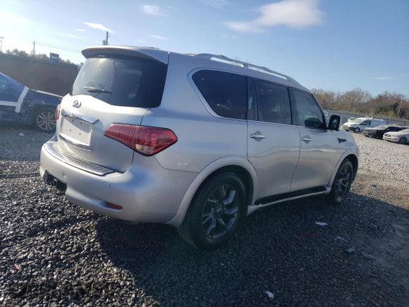 2012 Infiniti QX56 8-passenger with VIN JN8AZ2ND0C9716452, listed as a Copart auction lot 84933724 with 127,884 mi miles and Salvage Title. Bid and sale history available at carsss.com. Image 3.