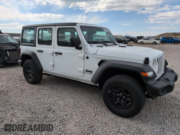 2023 Jeep Wrangler Sport S with VIN 1C4HJXDN5PW678653, listed as a Copart auction lot 57464705 with 22,154 mi miles and Salvage title. Bid and sale history available at DreamBid. Image 4.