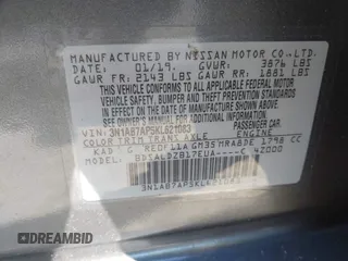 2019 Nissan Sentra SV z VIN 3N1AB7AP5KL621083, wystawiony jako IAAI lot #41838523 z przebiegiem 121 207 mil mil oraz . Historia ofert i sprzedaży dostępna na DreamBid. Obrazek 9.