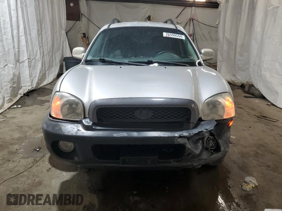 2004 Hyundai Santa Fe GLS with VIN KM8SC73D74U681615, listed as a Copart auction lot 76599554 with 163,530 mi miles and Salvage Title. Bid and sale history available at carsss.com. Image 5.