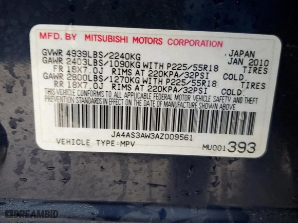 2010 Mitsubishi Outlander SE with VIN JA4AS3AW3AZ009561, listed as a Copart auction lot 47609525 with 112,961 mi miles and Salvage Title. Bid and sale history available at carsss.com. Image 14.