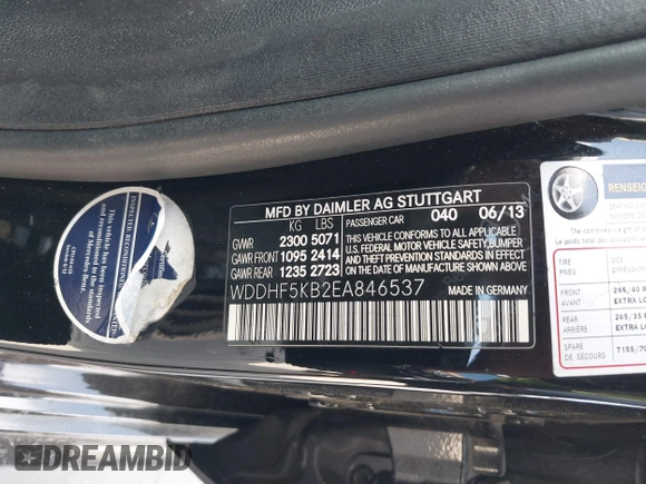 2014 Mercedes-Benz E 350 Sport with VIN WDDHF5KB2EA846537, listed as a IAAI auction lot 42536070 with 97,215 mi miles and . Bid and sale history available at DreamBid. Image 9.