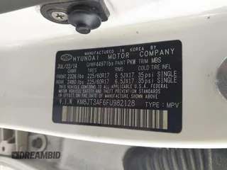 2015 Hyundai Tucson GLS with VIN KM8JT3AF6FU982128, listed as a IAAI auction lot 42227235 with 141,612 mi miles and . Bid and sale history available at DreamBid. Image 9.