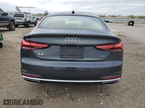 2021 Audi A5 Sportback Premium with VIN WAUABCF58MA062598, listed as a Copart auction lot 49199743 with 0 mi miles and Salvage Title. Bid and sale history available at carsss.com. Image 6.