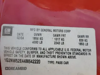 2004 Pontiac Grand Am GT with VIN 1G2NW52E44M642220, listed as a Copart auction lot 41509135 with 256,062 mi miles and Salvage Title. Bid and sale history available at carsss.com. Image 12.