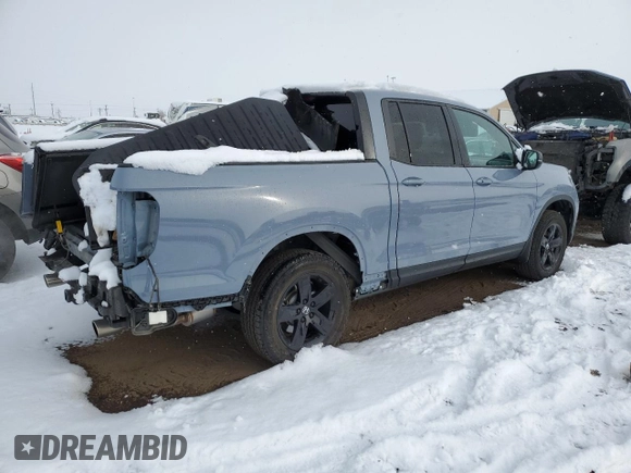 2023 Honda Ridgeline Black Edition with VIN 5FPYK3F83PB047215, listed as a Copart auction lot 86656754 with 9,701 mi miles and Salvage title. Bid and sale history available at DreamBid. Image 3.