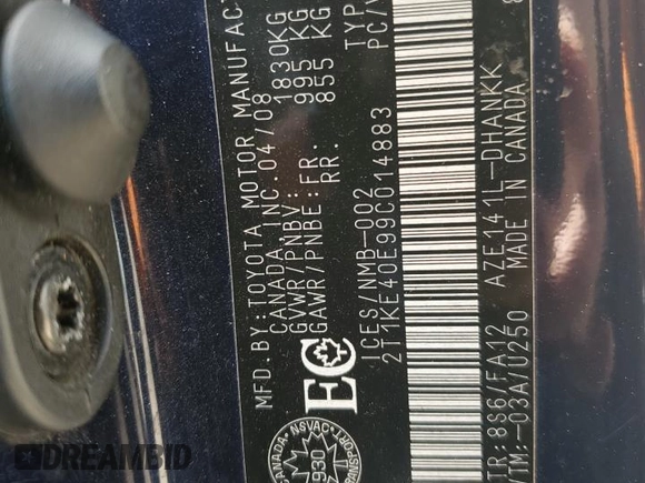 2009 Toyota Matrix S с VIN 2T1KE40E99C014883, выставлен на аукционе Copart как лот 58527785 с пробегом 245 179 миль миль и Чистый • Clean title. История ставок и продаж доступна на DreamBid. Изображение 12.