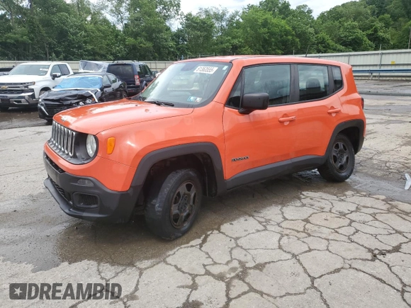 2017 Jeep Renegade Sport with VIN ZACCJBAB4HPE54733, listed as a Copart auction lot 61363555 with 199,315 mi miles and Salvage title. Bid and sale history available at DreamBid. Image 1.