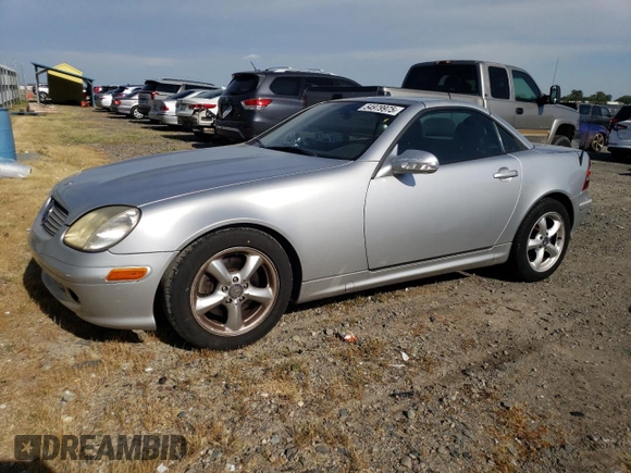 2001 Mercedes-Benz SLK-Class with VIN WDBKK65F11F178256, listed as a Copart auction lot 54979975 with 95,439 mi miles and Salvage Title. Bid and sale history available at carsss.com. Image 1.