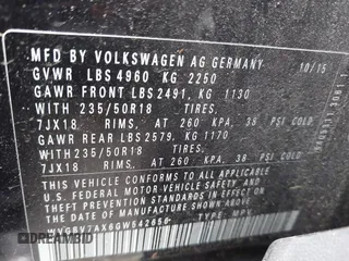 2016 Volkswagen Tiguan S with VIN WVGBV7AX6GW542656, listed as a IAAI auction lot 42081760 with 85,200 mi miles and . Bid and sale history available at DreamBid. Image 9.