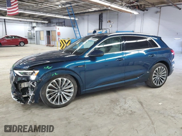 2019 Audi e-tron Prestige with VIN WA1VABGE2KB010143, listed as a Copart auction lot 52039045 with 62,991 mi miles and Salvage Title. Bid and sale history available at DreamBid. Image 1.