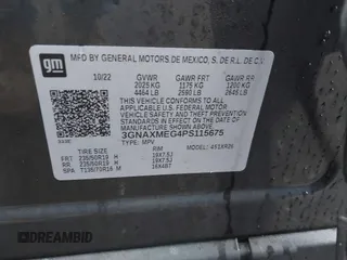 2023 Chevrolet Equinox RS with VIN 3GNAXMEG4PS115675, listed as a IAAI auction lot 41564782 with 34,848 mi miles. Bid and sale history available at carsss.com. Image 9.